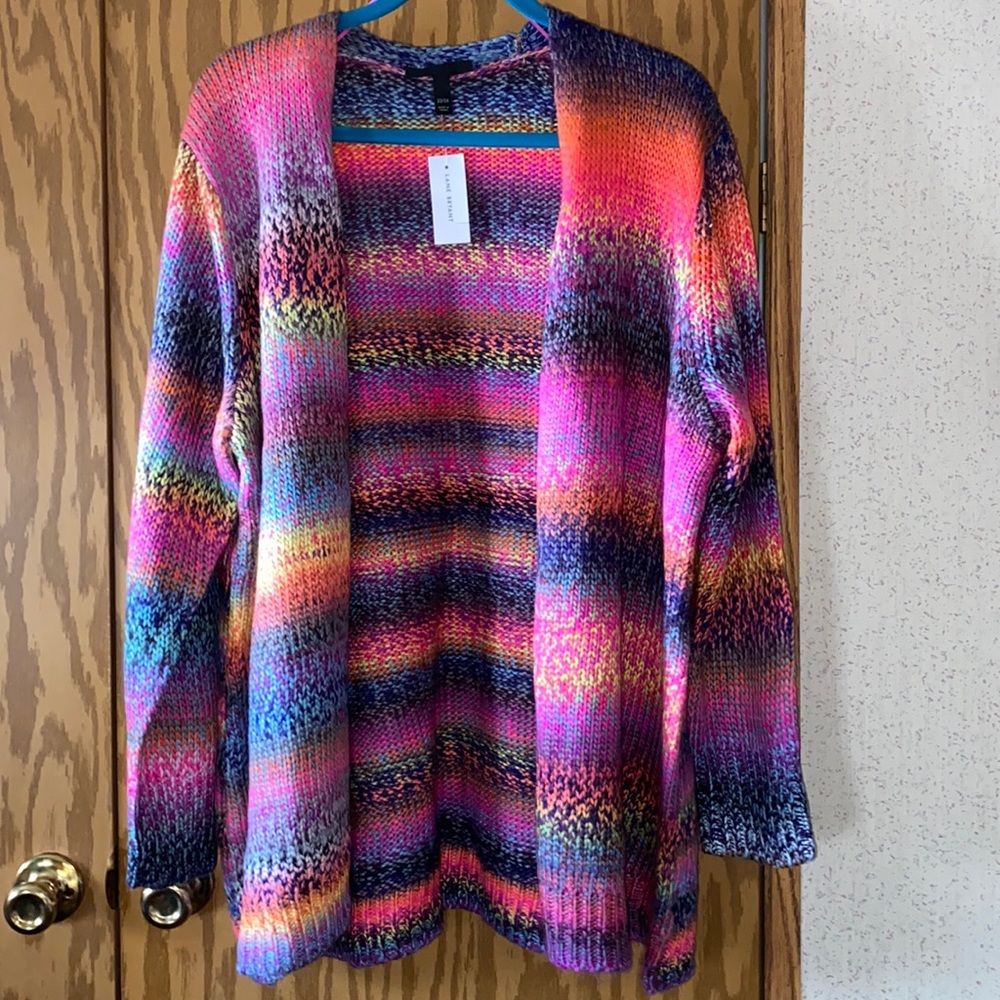 NWT Lane Bryant Cardigan Sweater multicolor rainbow 22 / 24